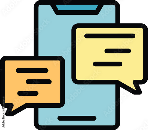 Brand post icon outline vector. Smm cross. Social media color flat