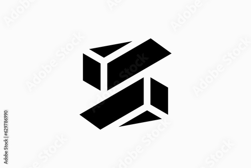 letter s shape of stacking blocks premium logo vector template