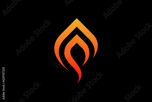 letter p and fire premium logo vector template