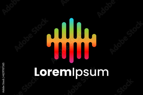full color equalizer music premium logo vector template