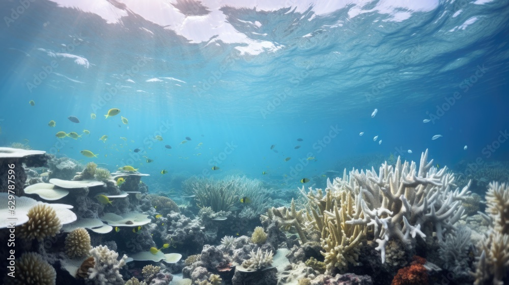 Fototapeta premium coral reef bleaching event generative ai