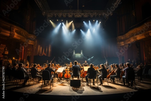 Tableau sur toile Classical Music Orchestra Rehearsal, Generative AI