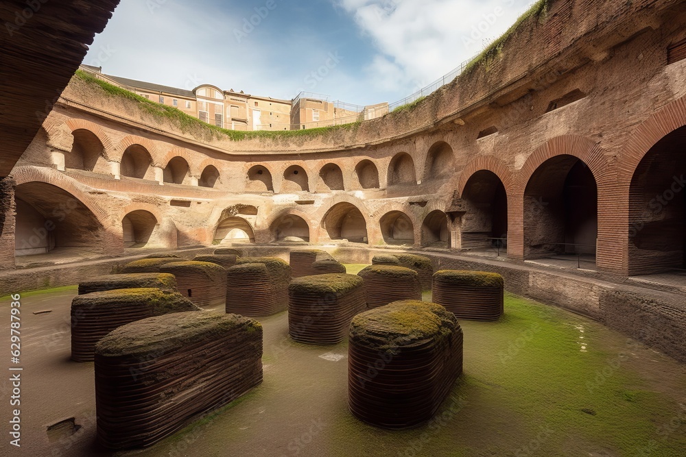 Flavian amphitheater in Pozzuoli town, Naples, Italy, Generative AI