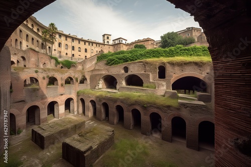 Flavian amphitheater in Pozzuoli town, Naples, Italy, Generative AI