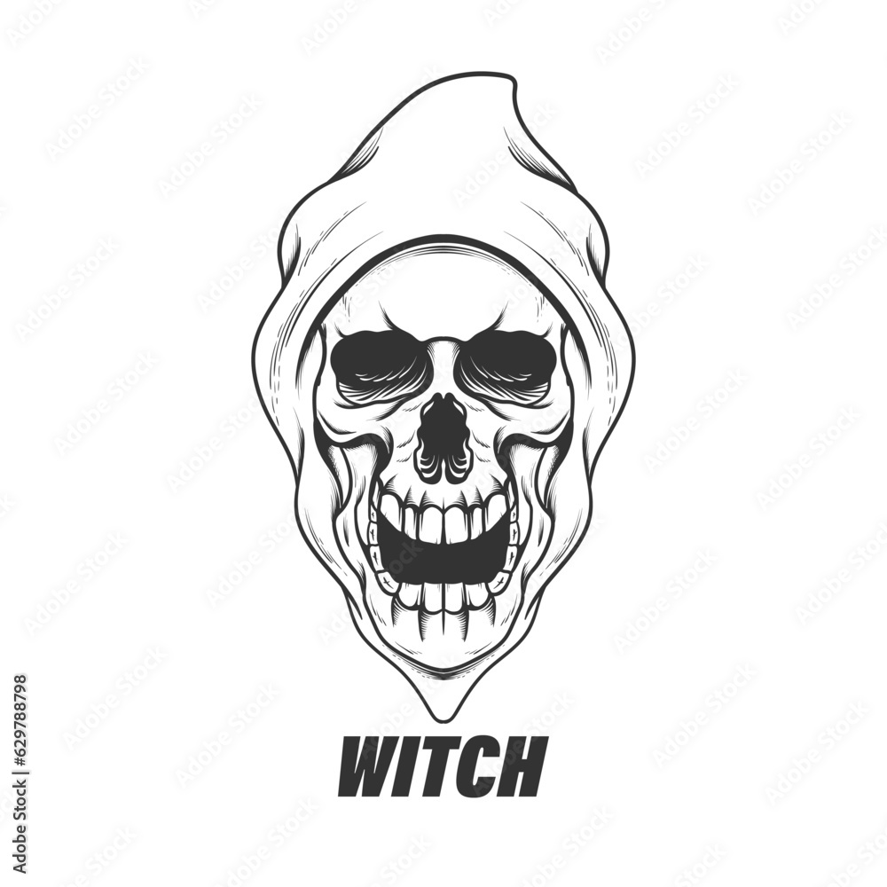 Fototapeta premium Cool scary and scary skull illustration design for your t-shirt or merchandise brand needs
