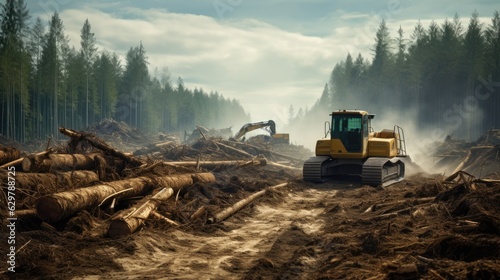 forest being cleared for agriculture, symbolizing deforestation and habitat loss generative ai