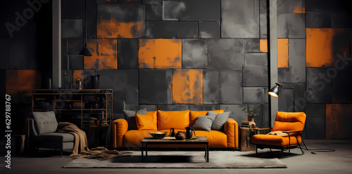 Edward Poynter Inspired: Grunge Chic Orange Interior with Stylish Accents