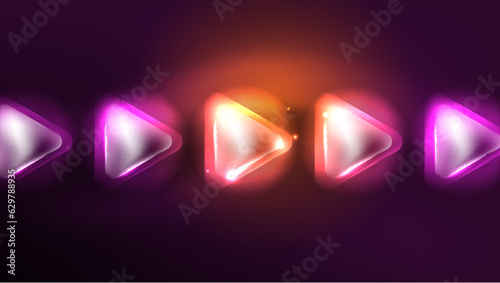 Abstract background landing page, glass geometric shapes with glowing neon light reflections, energy effect concept on glossy forms