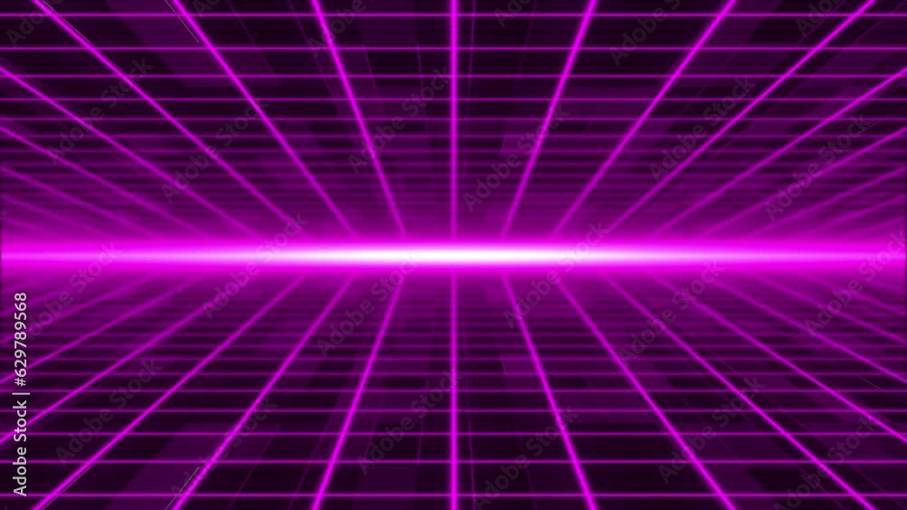 Moving Abstract sci-fi grid with flickering optical flare on the background Bright glowing neon lights Moving Abstract sci-fi grid with flickering optical flare on the background Bright glowing neon lights