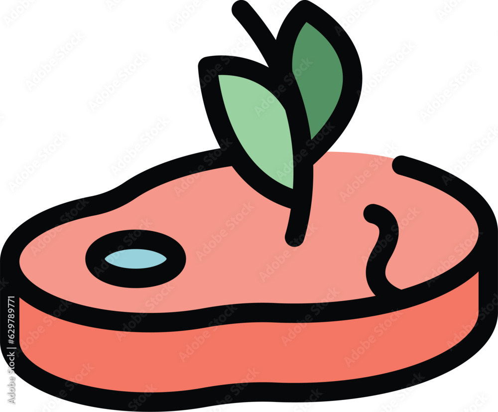 Meat food icon outline vector. Eating vegan. Bean tofu color flat Meat food icon outline vector. Eating vegan. Bean tofu color flat