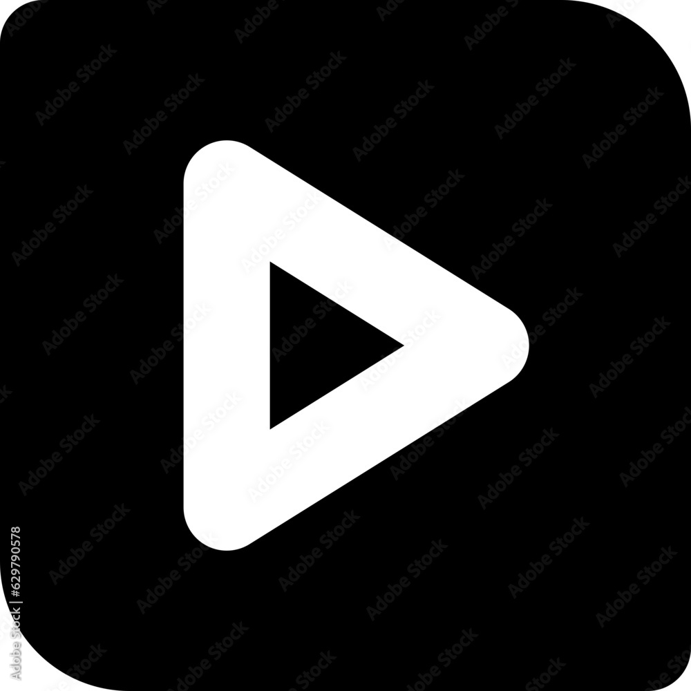 play icon button in square shape and rounded style for user interface design and media player play icon button in square shape and rounded style for user interface design and media player