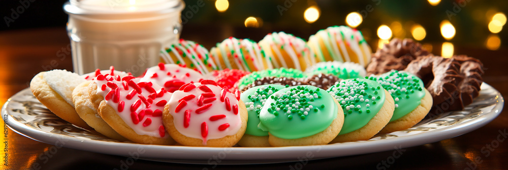 Christmas Sugar Cookies with Royal Icing. AI generative.
