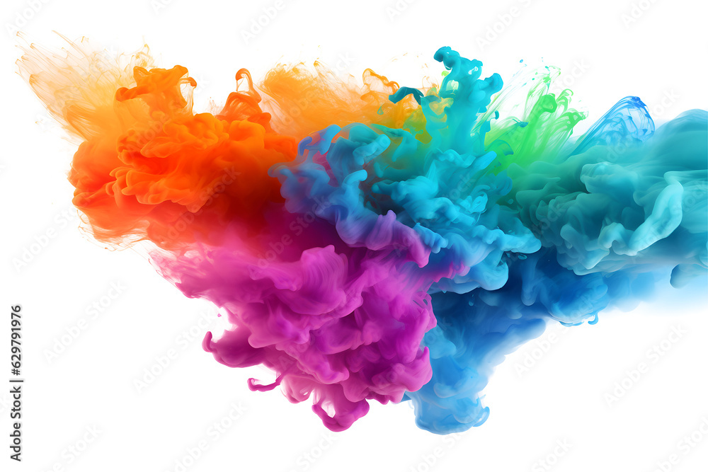 Fototapeta premium abstract colorful paint splashes element for design, isolated on white and transparent background, ai generate