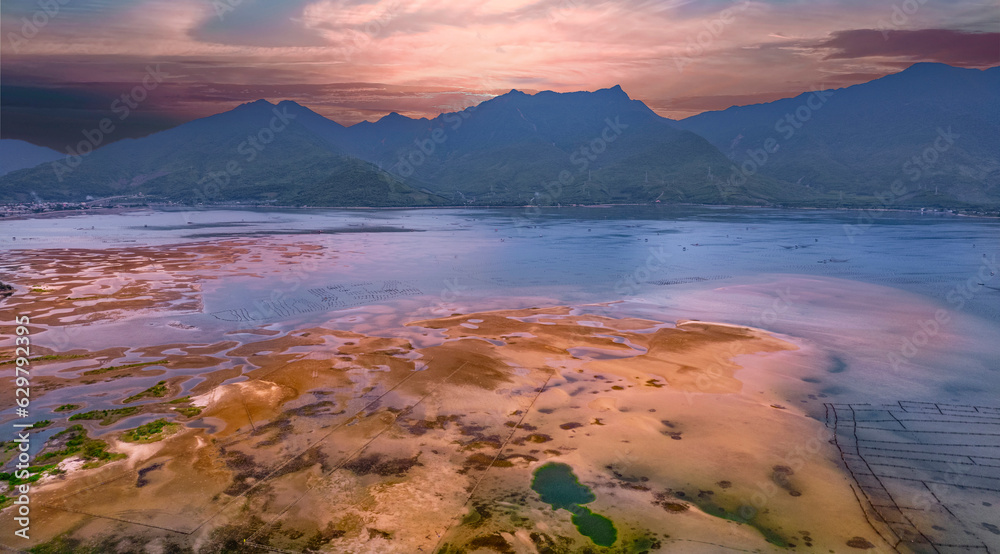 Sunsets in Lap An lagoon, Thua Thien Hue province, Vietnam.