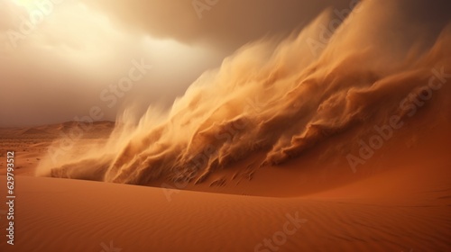 sandstorm in the desert, symbolizing the harsh conditions of arid environments generative ai © ThisDesign
