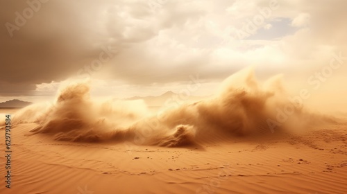 sandstorm in the desert, symbolizing the harsh conditions of arid environments generative ai