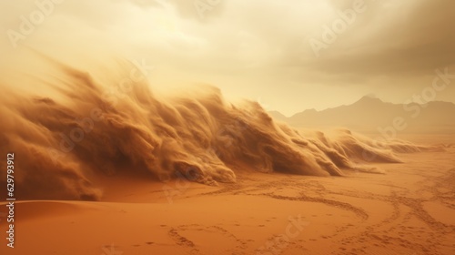 severe sandstorm in a desert landscape  representing the harsh conditions of arid environments generative ai
