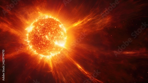 solar flare, illustrating the power and unpredictability of space weather. generative ai