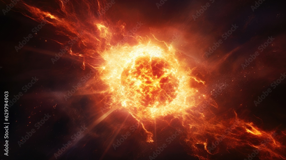 Fototapeta premium solar flare, illustrating the power and unpredictability of space weather. generative ai