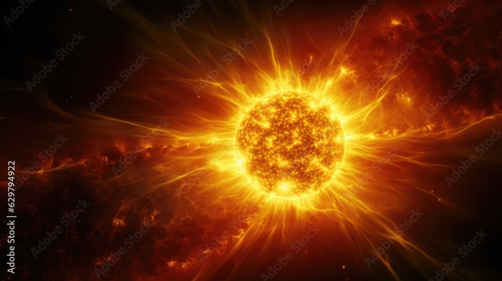 solar flare, illustrating the power and unpredictability of space weather. generative ai solar flare, illustrating the power and unpredictability of space weather. generative ai
