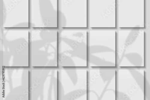 Blank paper for mockup with shadow overlay. 3D Render.