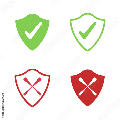Free Download shield protection check and cross symbol on white background - GFXLoad