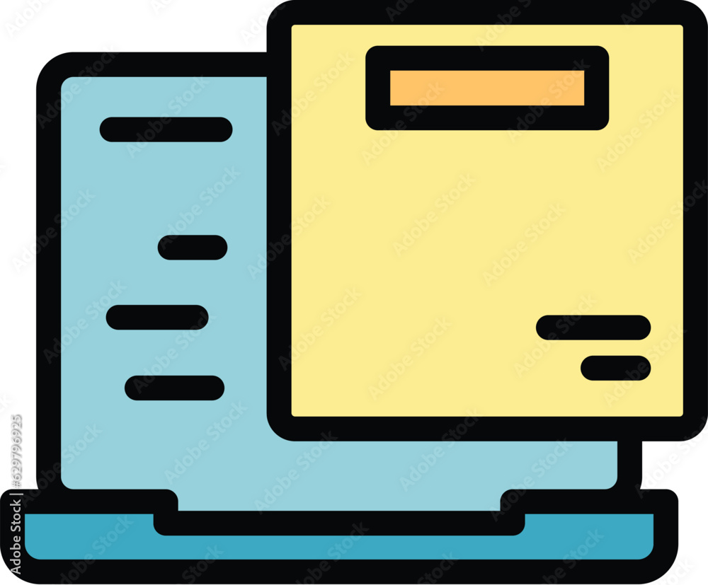 Laptop online order icon outline vector. Claim data. Resume report color flat Laptop online order icon outline vector. Claim data. Resume report color flat