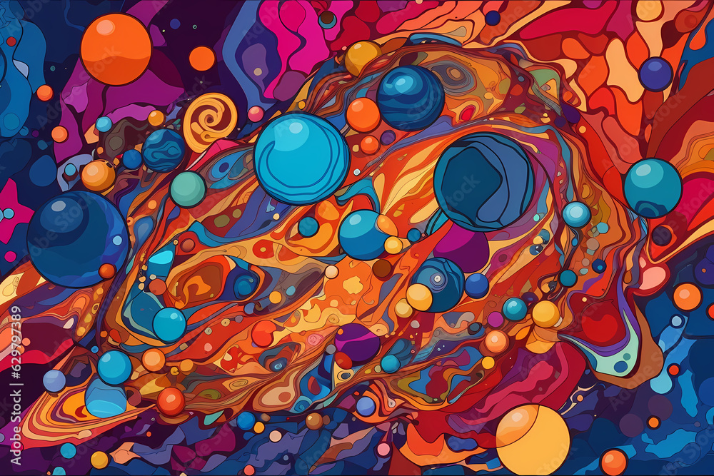 Celestial Symphony: A Vivid and Playful Pattern of Colorful Planets