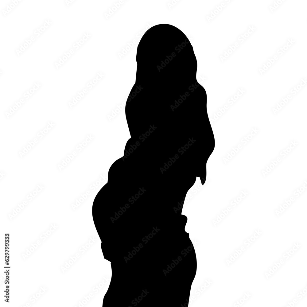 silhouette of pregnant woman on white background