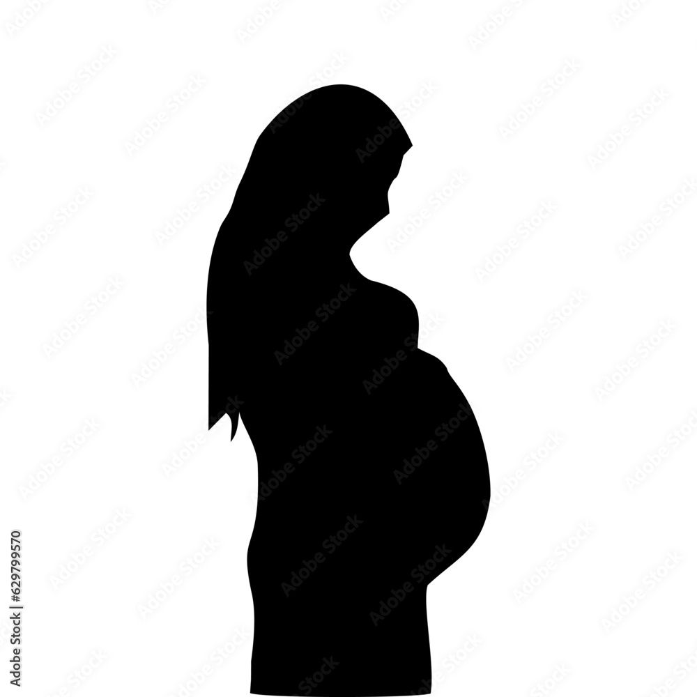 silhouette of pregnant woman on white background silhouette of pregnant woman on white background