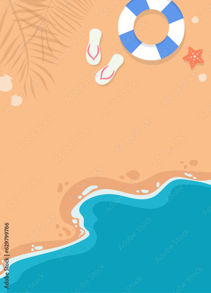Tropical summer beach portrait vector illustration Tropical summer beach portrait vector illustration