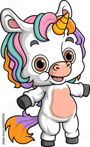 Cartoon rainbow unicorn with good posing