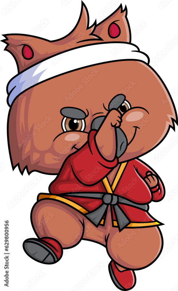 cartoon cute quokka fighter character on white background cartoon cute quokka fighter character on white background