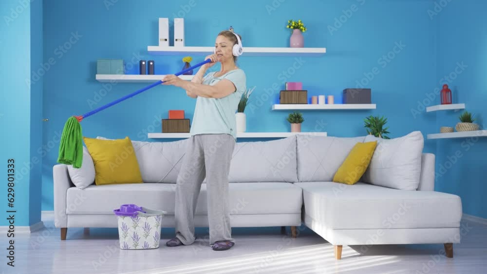 The woman who sings while cleaning. The woman who sings while cleaning.