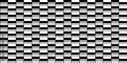 Checkerboard optical pattern of rectangles. Stylish 3d pattern with a white background and elegant oblong rectangles.