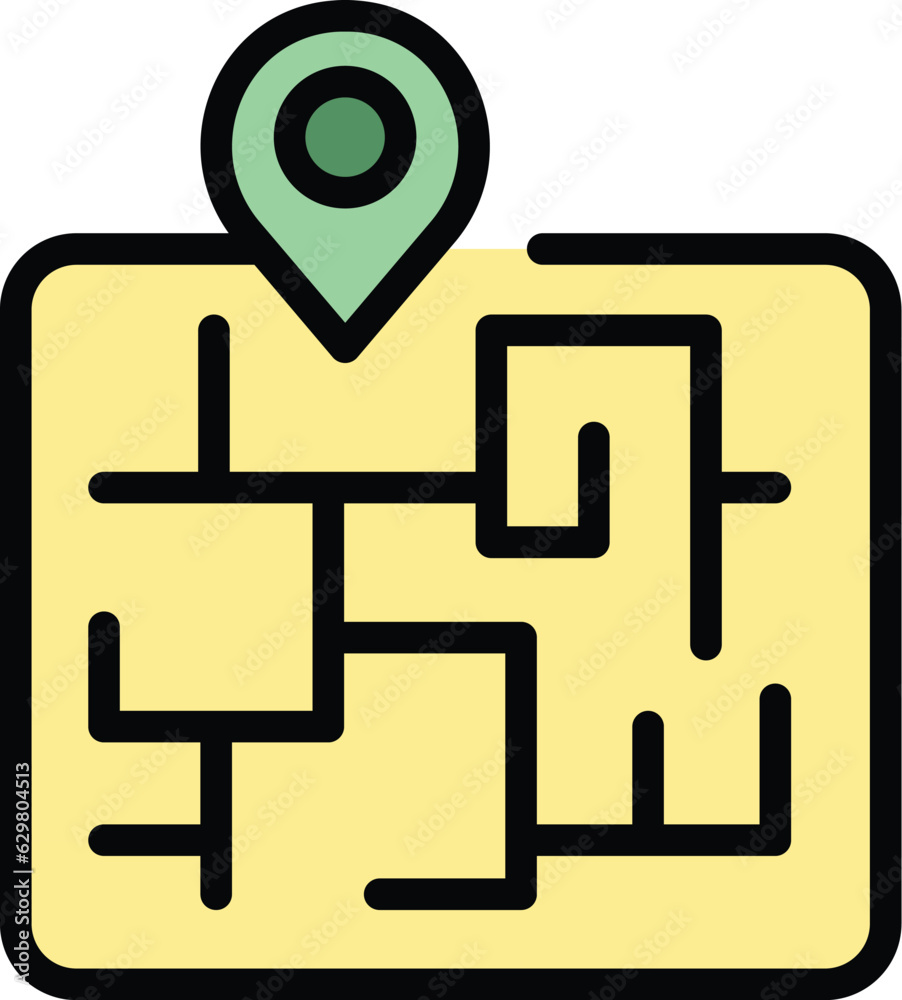 Parcel map icon outline vector. Cargo delivery. Fast service color flat