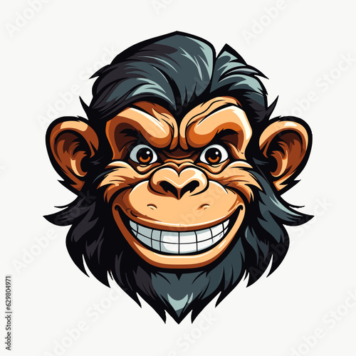 Smiling monkey head mascot logo vector