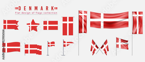 Denmark flag, flat design of flags collection