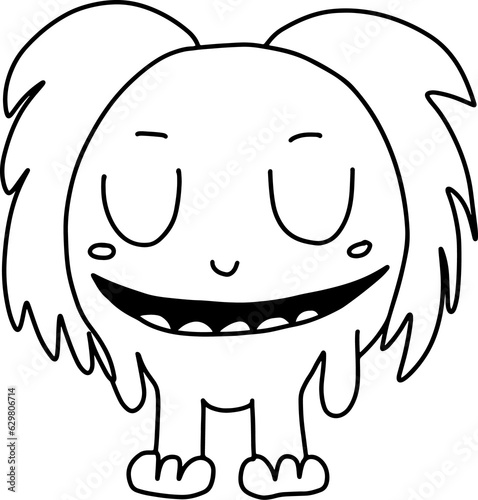 Cute monster. Doodle line art kids coloring page element. Cute Halloween monster