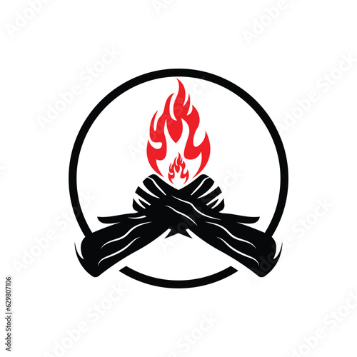 Bonfire Logo, Wood Burning And Fire Design, Camping Adventure Vintage