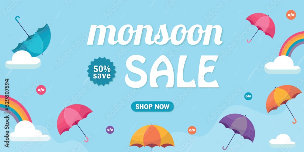 Monsoon sale and promotion advertisement banner background
