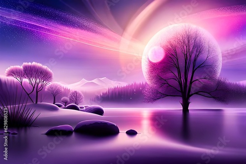 sunset over the lake
