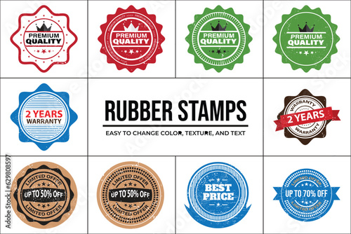 Rubber Stamp Seal Badge Design in Distressed Grunge Style Vector