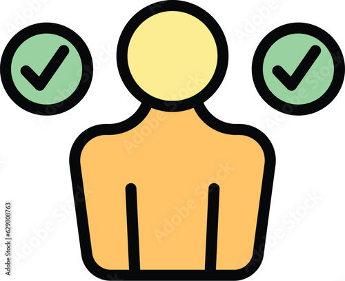 Fair trade manager icon outline vector. Bio center. Expo stand color flat