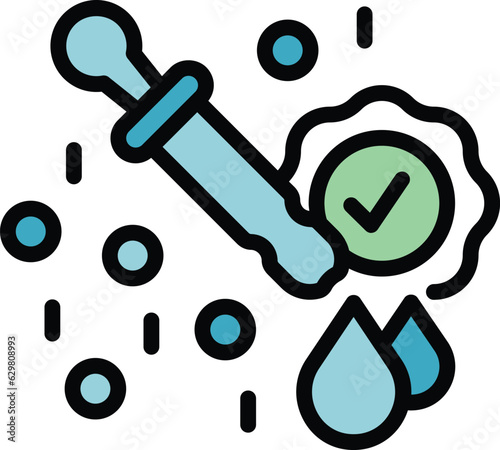 Bio dropper icon outline vector. Hall event. Vegan leaf color flat