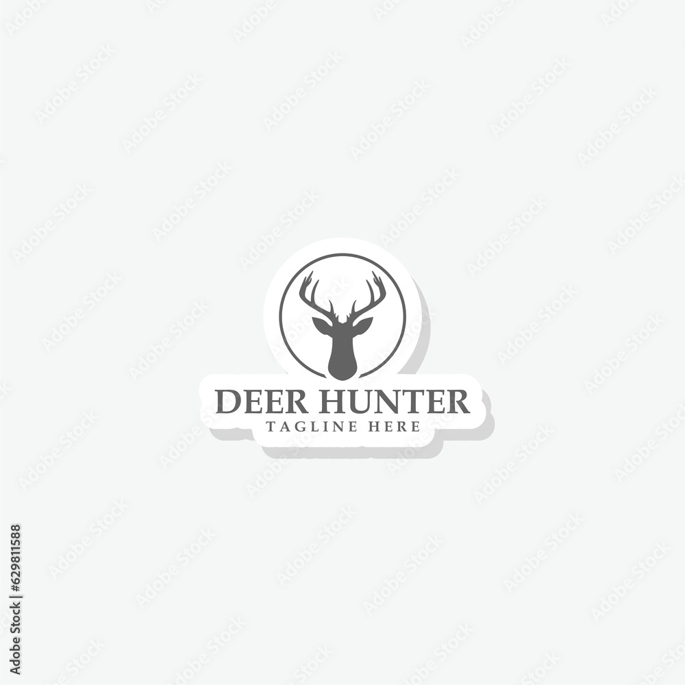 Deer hunter logo template sticker icon Deer hunter logo template sticker icon