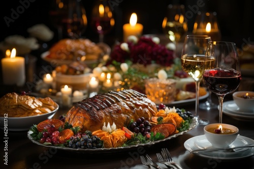 Beautifully set Thanksgiving table