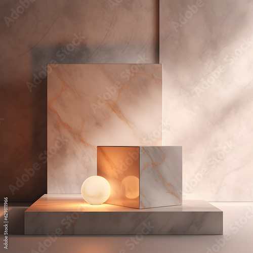 modern podium stage display mockup for product presentation photo