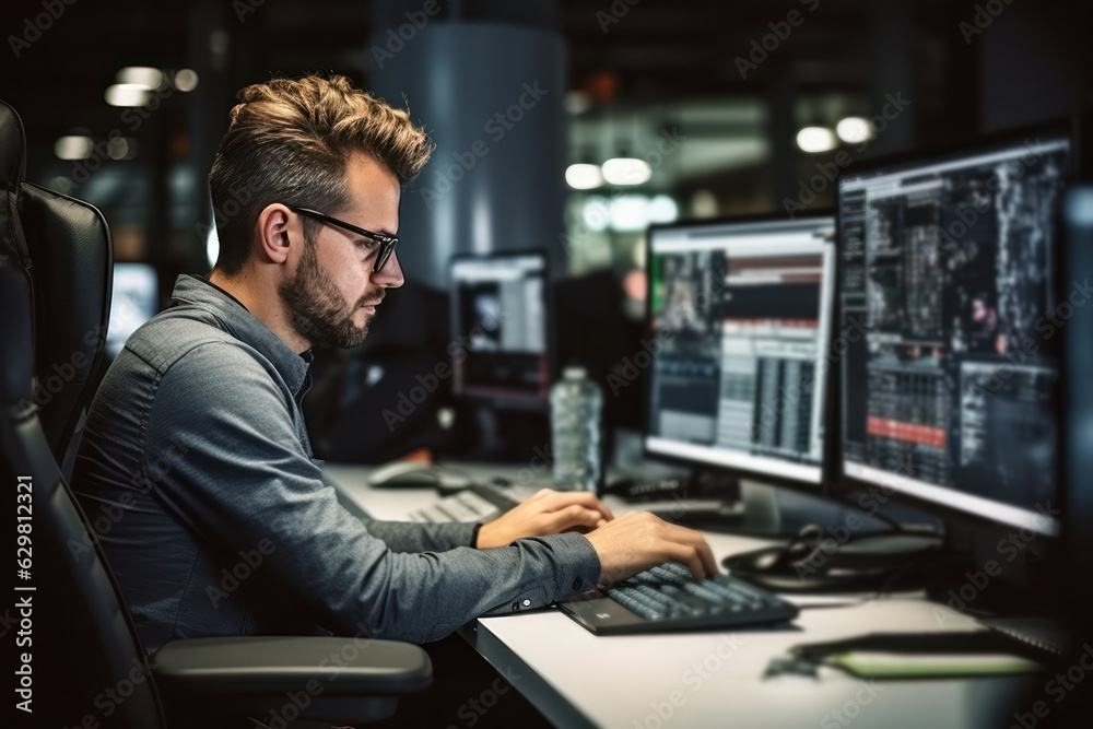 Profile of a working male programmer Profile of a working male programmer