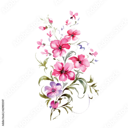 Set of floral branch. Flower pink and blue rose  green leaves. Wedding concept with flowers. Floral poster  invite. Vector arrangements for greeting card or invitation design